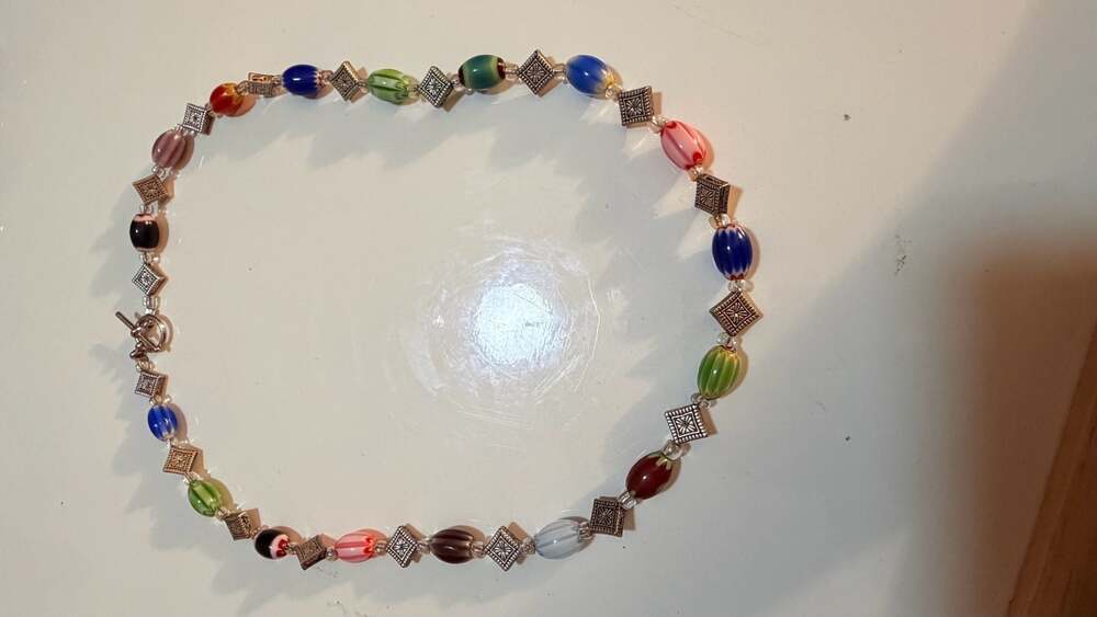 Multicolor Italian Murano Glass and Silver-Tone Beaded Necklace
